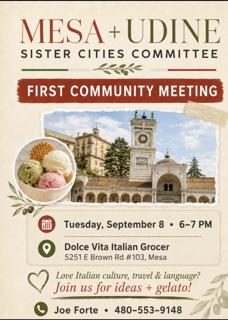 Udine, Italy – Italian Gelato night!  Tuesday Sept  8th, 6-7PM